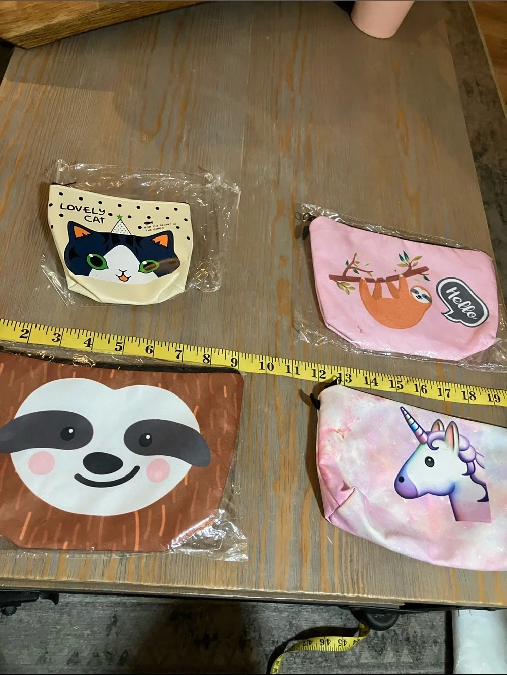 Kids Pink Sloth Cosmetic Pouch - Cute Animal Zip Bag